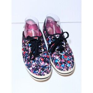 Kate Spade KEDS Confetti Print Low Top Sneakers, Black Pink Purple Size 8.5
